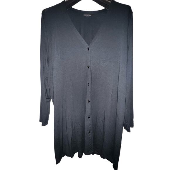 J.Jill Wearever Collection Size XL Black Tunic Cardigan Button Front Rayon - Picture 1 of 9